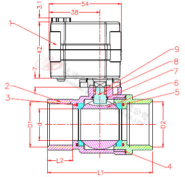 電動微型球閥結(jié)構(gòu)圖
